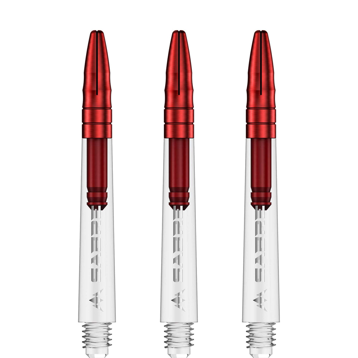Mission Sabre Shafts - Polycarbonate Dart Stems - Clear - Red Top Tweenie Plus