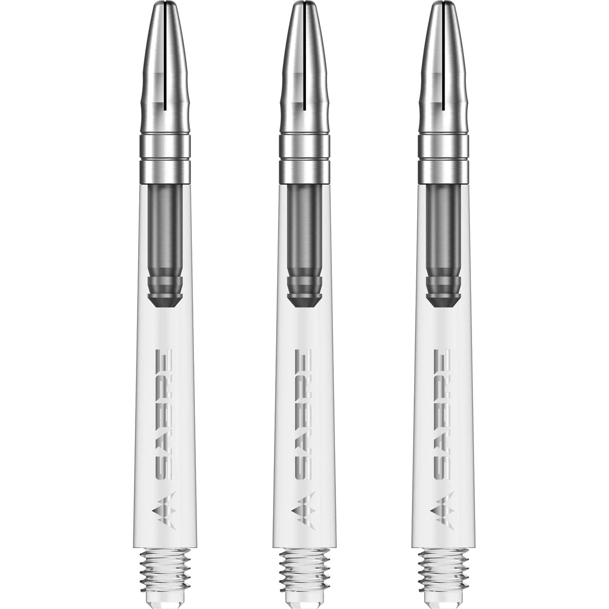 Mission Sabre Shafts - Polycarbonate Dart Stems - Clear - Silver Top Medium