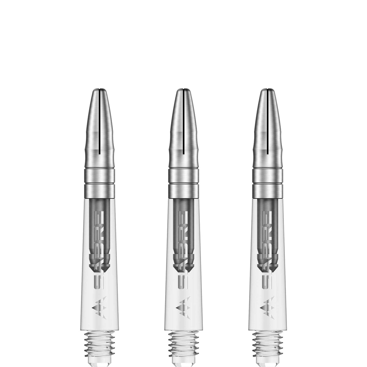 Mission Sabre Shafts - Polycarbonate Dart Stems - Clear - Silver Top Short