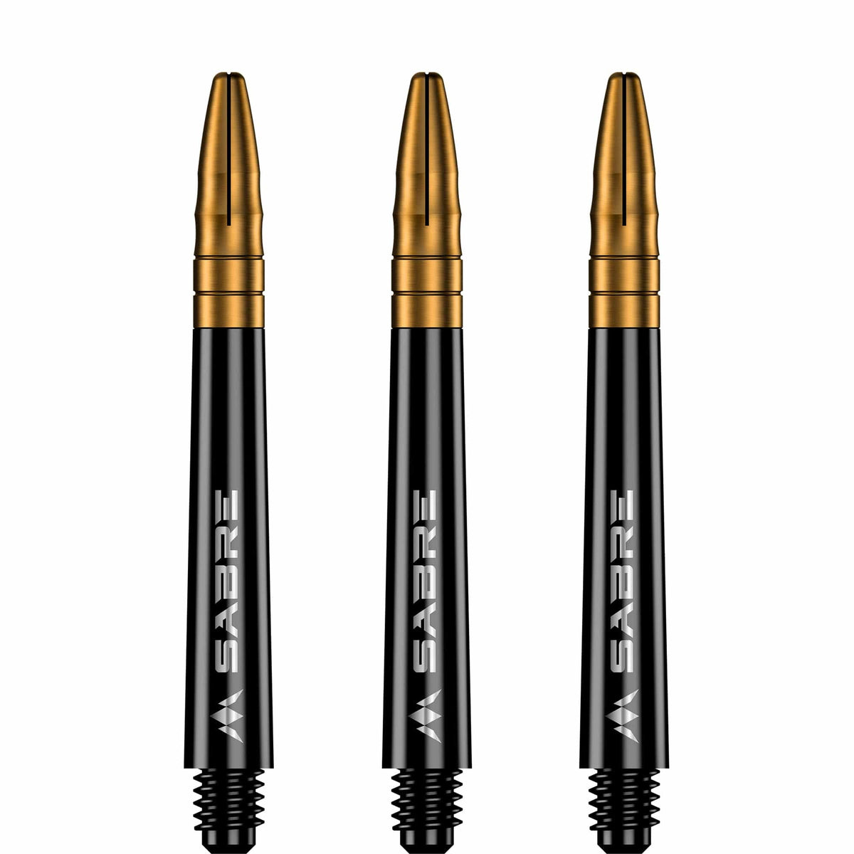 Mission Sabre Shafts - Polycarbonate Dart Stems - Black - Gold Top Tweenie Plus