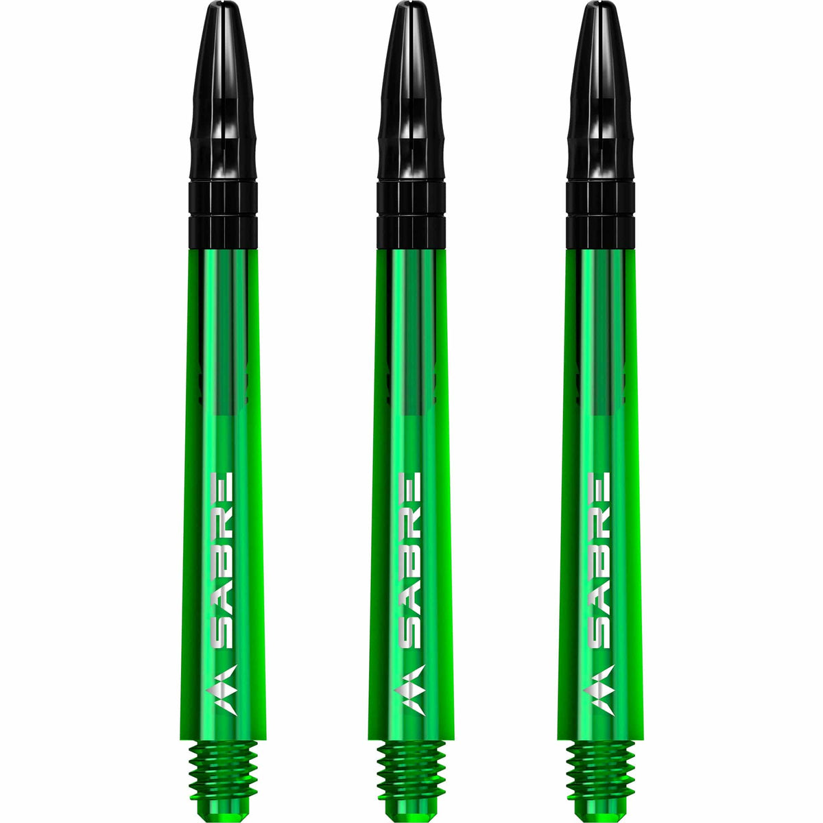 Mission Sabre Shafts - Polycarbonate Dart Stems - Green - Black Top Medium