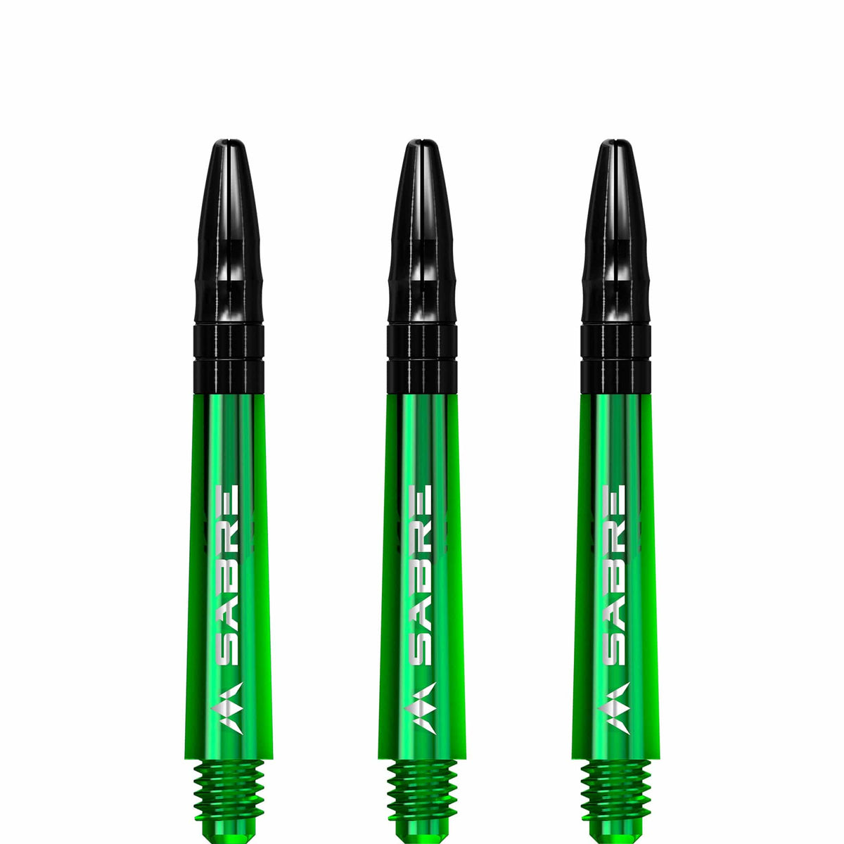 Mission Sabre Shafts - Polycarbonate Dart Stems - Green - Black Top Tweenie