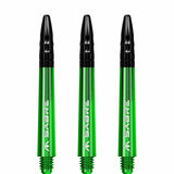 Mission Sabre Shafts - Polycarbonate Dart Stems - Green - Black Top Tweenie Plus