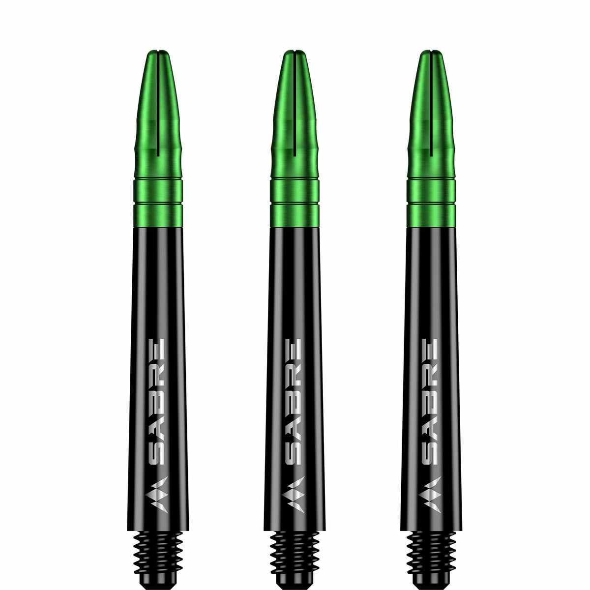 Mission Sabre Shafts - Polycarbonate Dart Stems - Black - Green Top Tweenie Plus