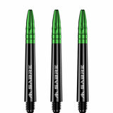 Mission Sabre Shafts - Polycarbonate Dart Stems - Black - Green Top Tweenie Plus