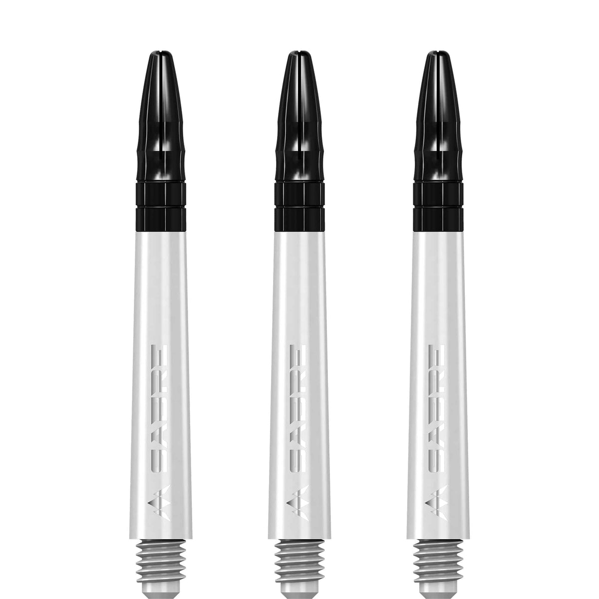 Mission Sabre Shafts - Polycarbonate Dart Stems - White - Black Top Tweenie Plus