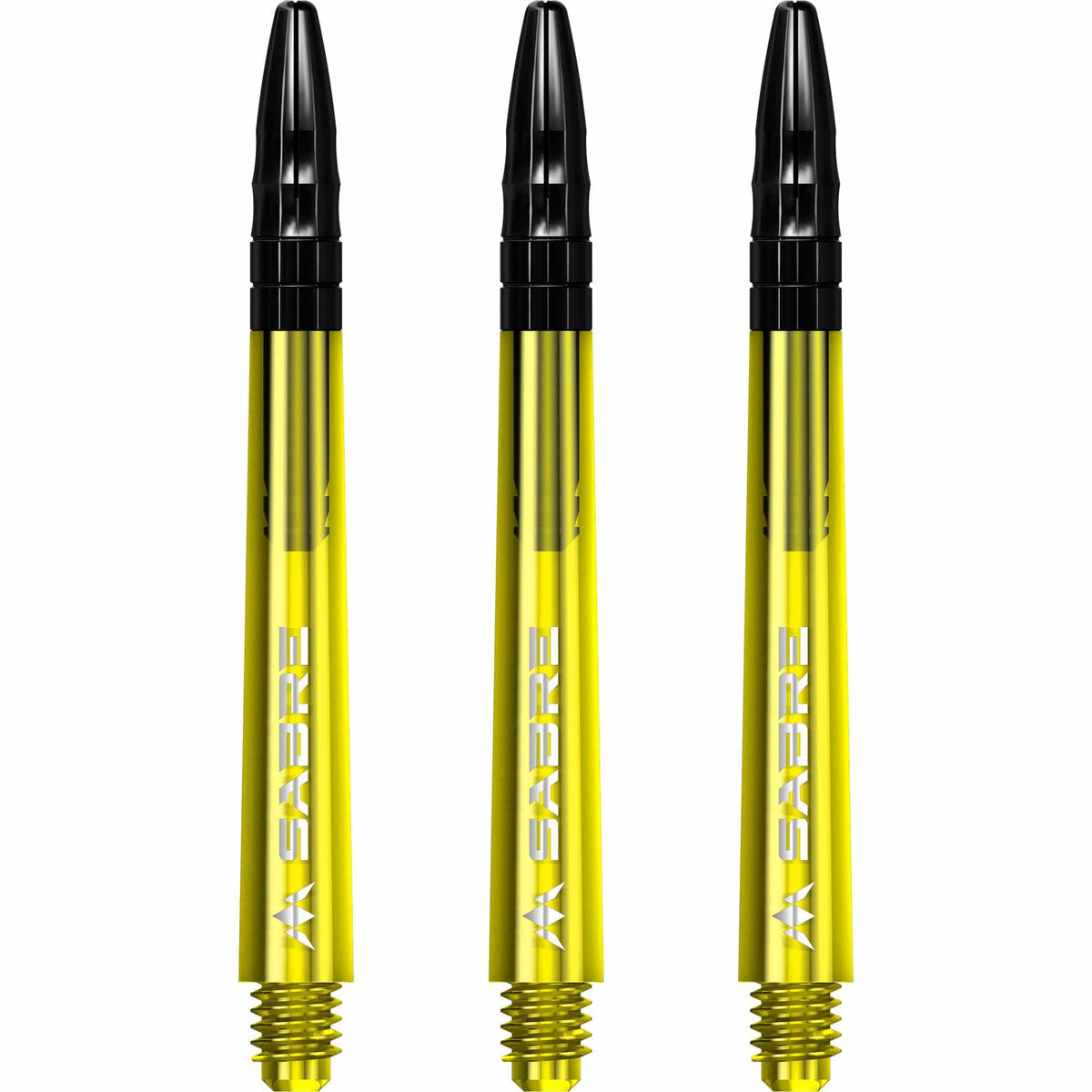 Mission Sabre Shafts - Polycarbonate Dart Stems - Yellow - Black Top Medium
