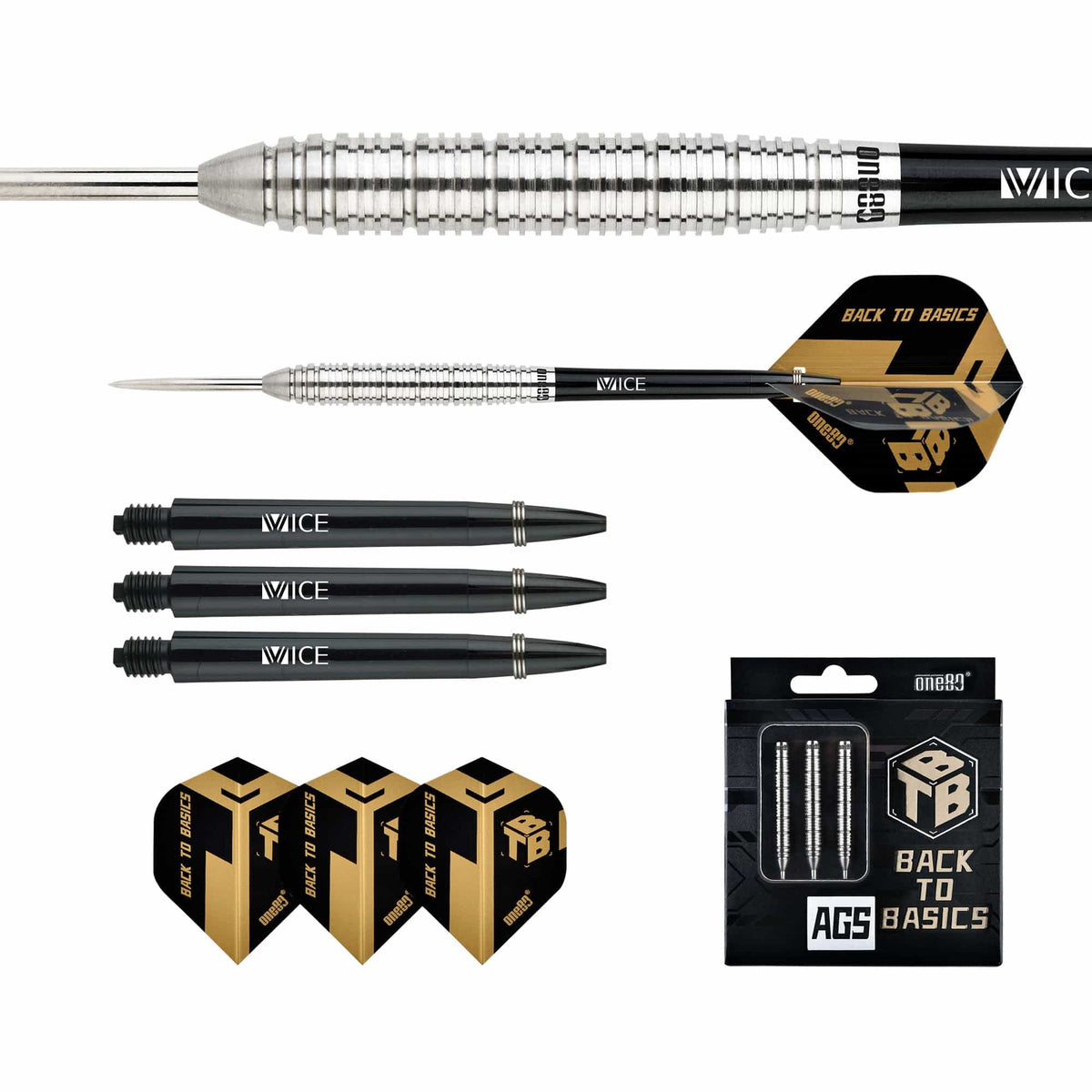 One80 Back To Basic Darts - Steel Tip - AGS - Natural - Ringed