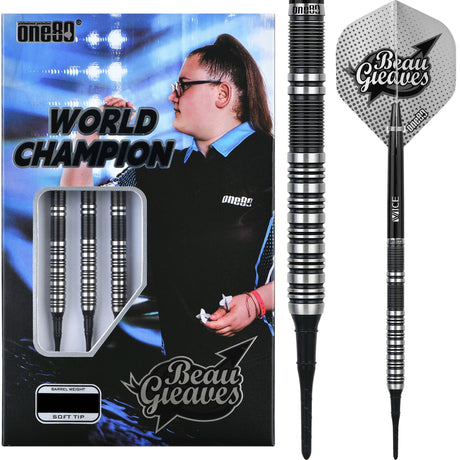 *One80 Beau Greaves Darts - Soft Tip - HD - Black & Silver 18g