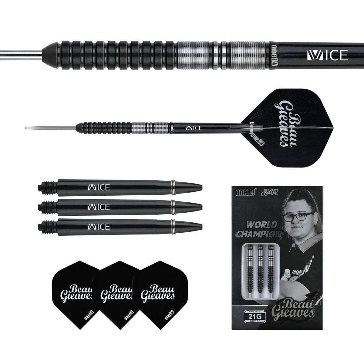 One80 Beau Greaves Darts - Steel Tip - VHD - Black Edition