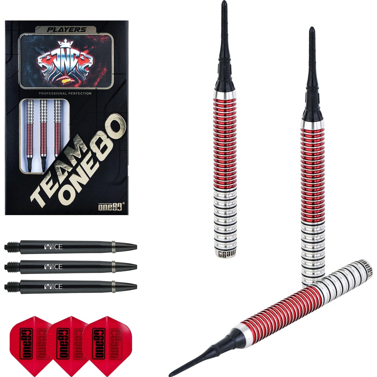 One80 Jaime Nuñez Cortes Darts - Soft Tip - JNC - Signature Darts - Electric Red 19g