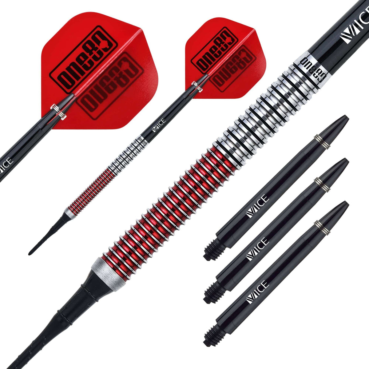 One80 Jaime Nuñez Cortes Darts - Soft Tip - JNC - Signature Darts - Electric Red 19g