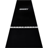 One80 Rubber Dart Mat with Oche - Floor Protection - Black - 300x90cm - Wide White