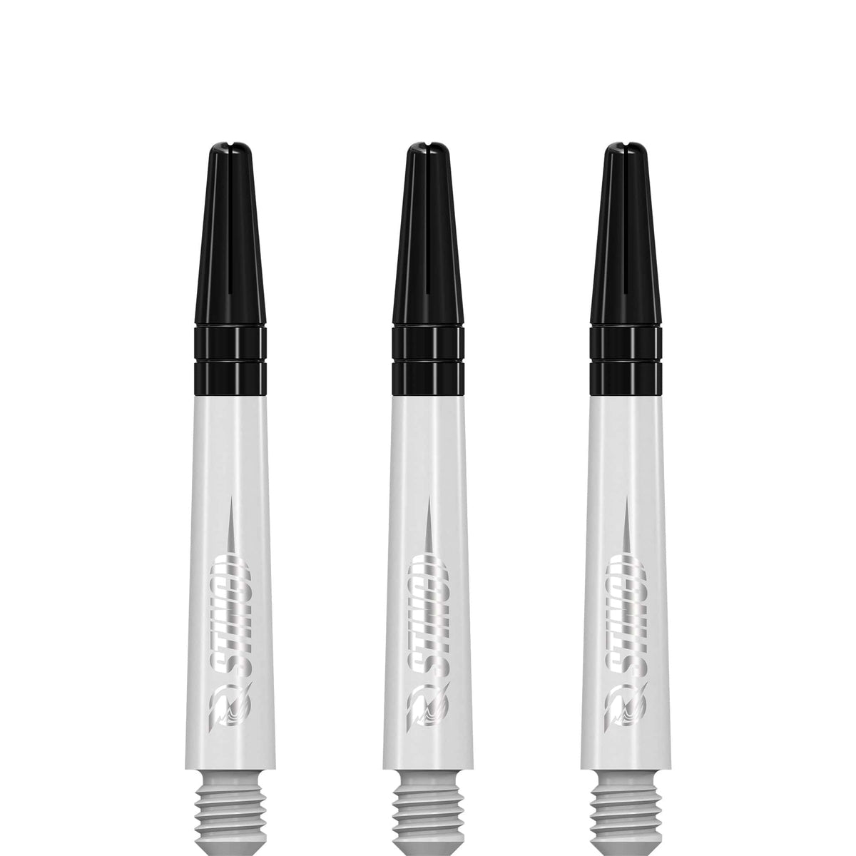 Ruthless Sting Dart Shafts - Polycarbonate - Solid White - Black Top Tweenie