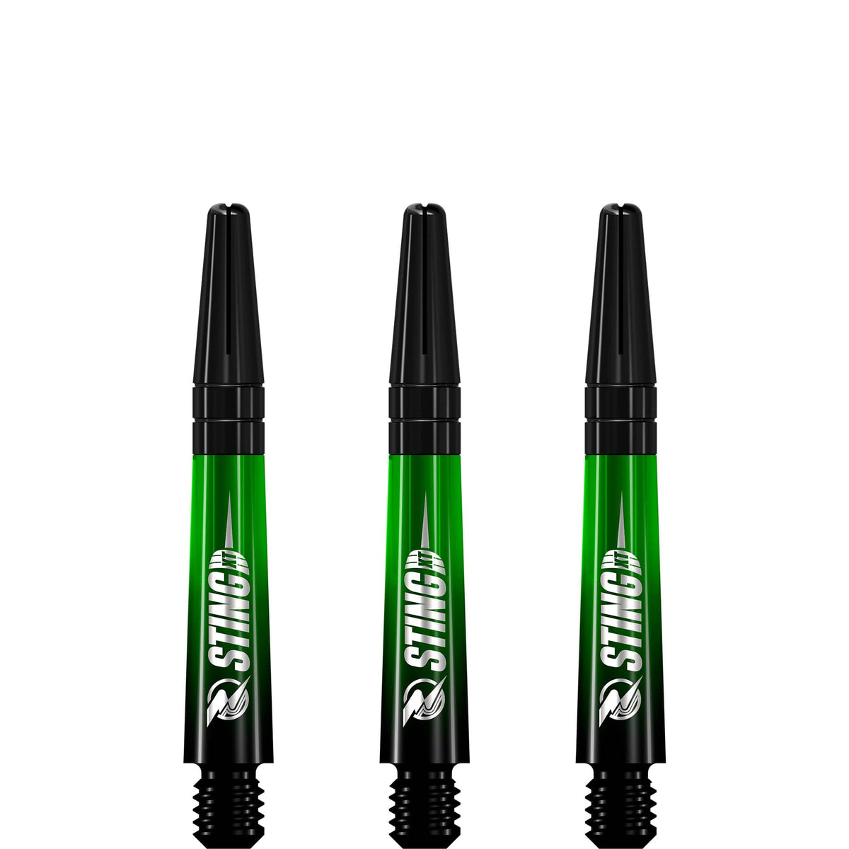 Ruthless Sting XT Dart Shafts - Polycarbonate - Gradient Black & Green - Black Top Short