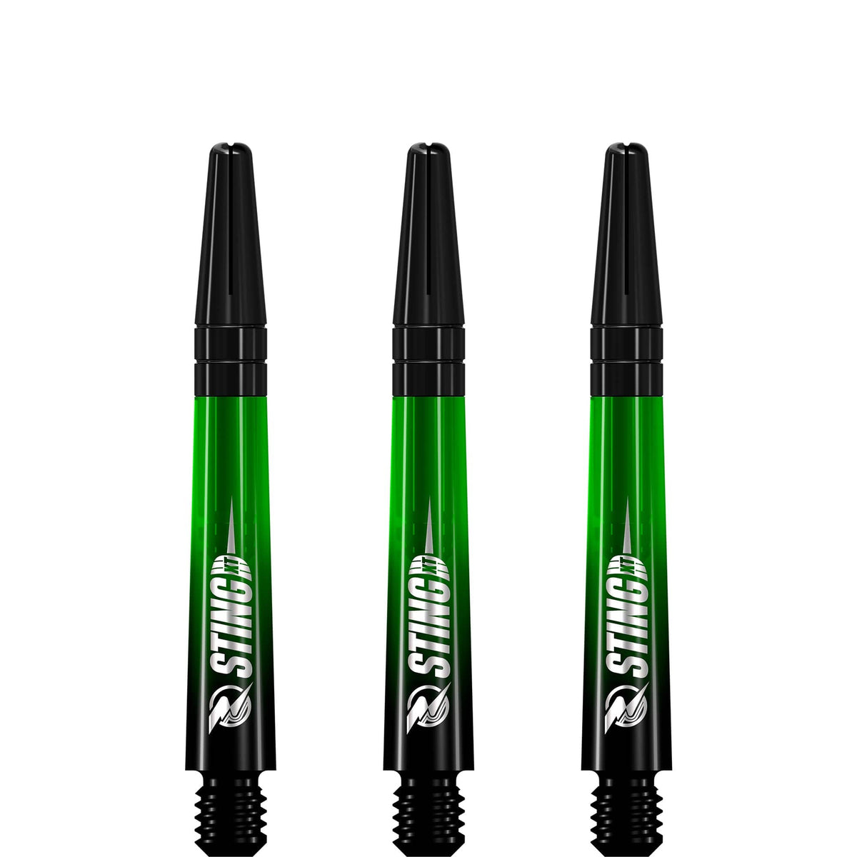 Ruthless Sting XT Dart Shafts - Polycarbonate - Gradient Black & Green - Black Top Tweenie