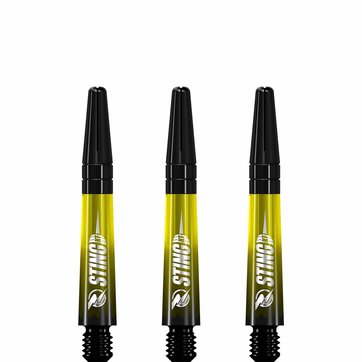 Ruthless Sting XT Dart Shafts - Polycarbonate - Gradient Black & Yellow - Black Top Short