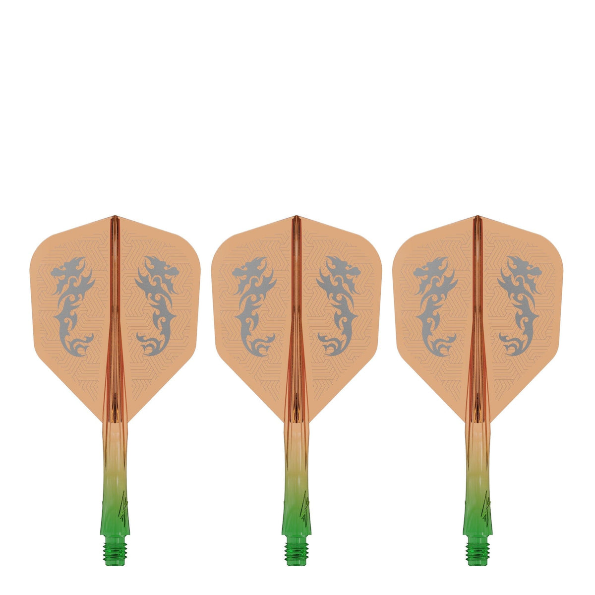 Caliburn SUP Flights - Moulded Shaft and Flight -  Standard No6 - Dragon - Green & Orange