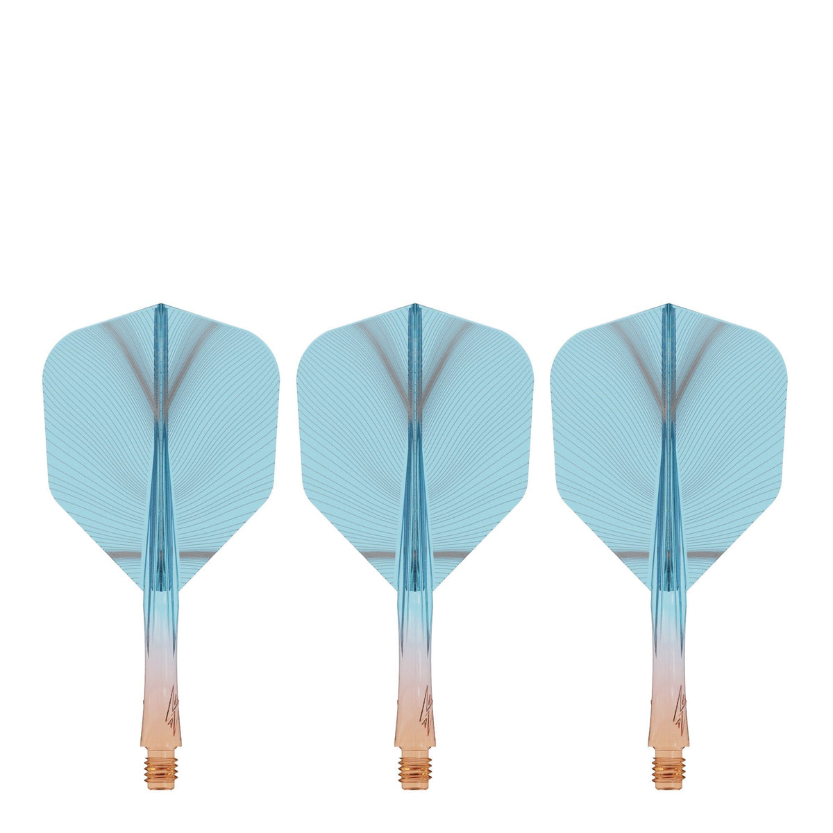 Caliburn SUP Flights - Moulded Shaft and Flight -  Standard No6 - Feather - Orange & Blue