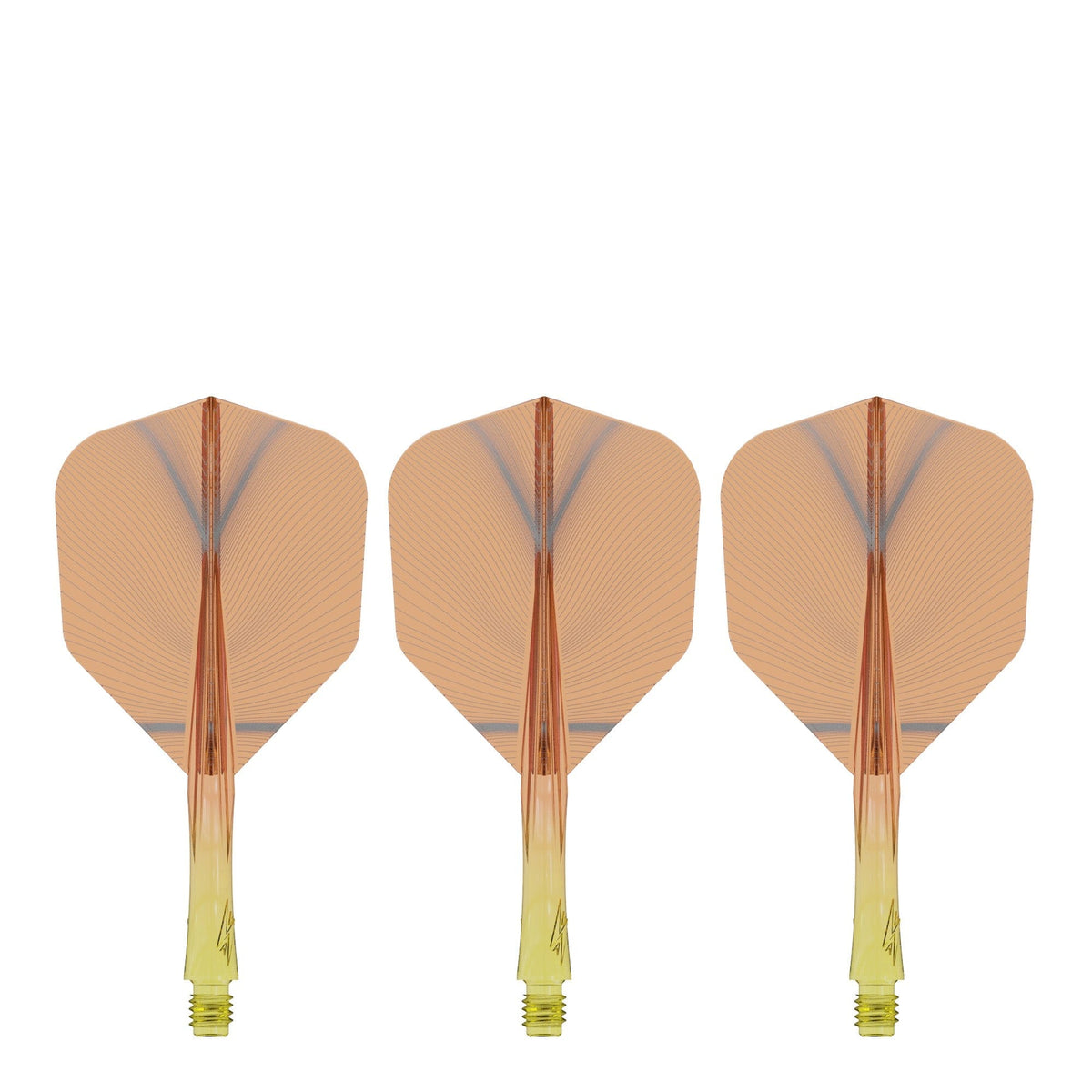 Caliburn SUP Flights - Moulded Shaft and Flight -  Standard No6 - Feather - Yellow & Orange