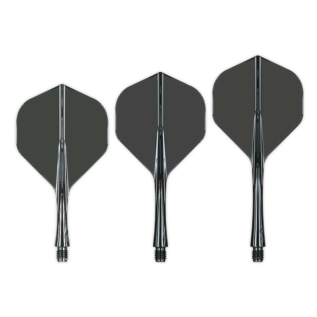 Caliburn SUP Flights - Moulded Flight & Shaft - Standard No2 Clear Black / Short