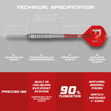 Precise 180 Paul Meyer Darts - Steel Tip - 90% Tungsten