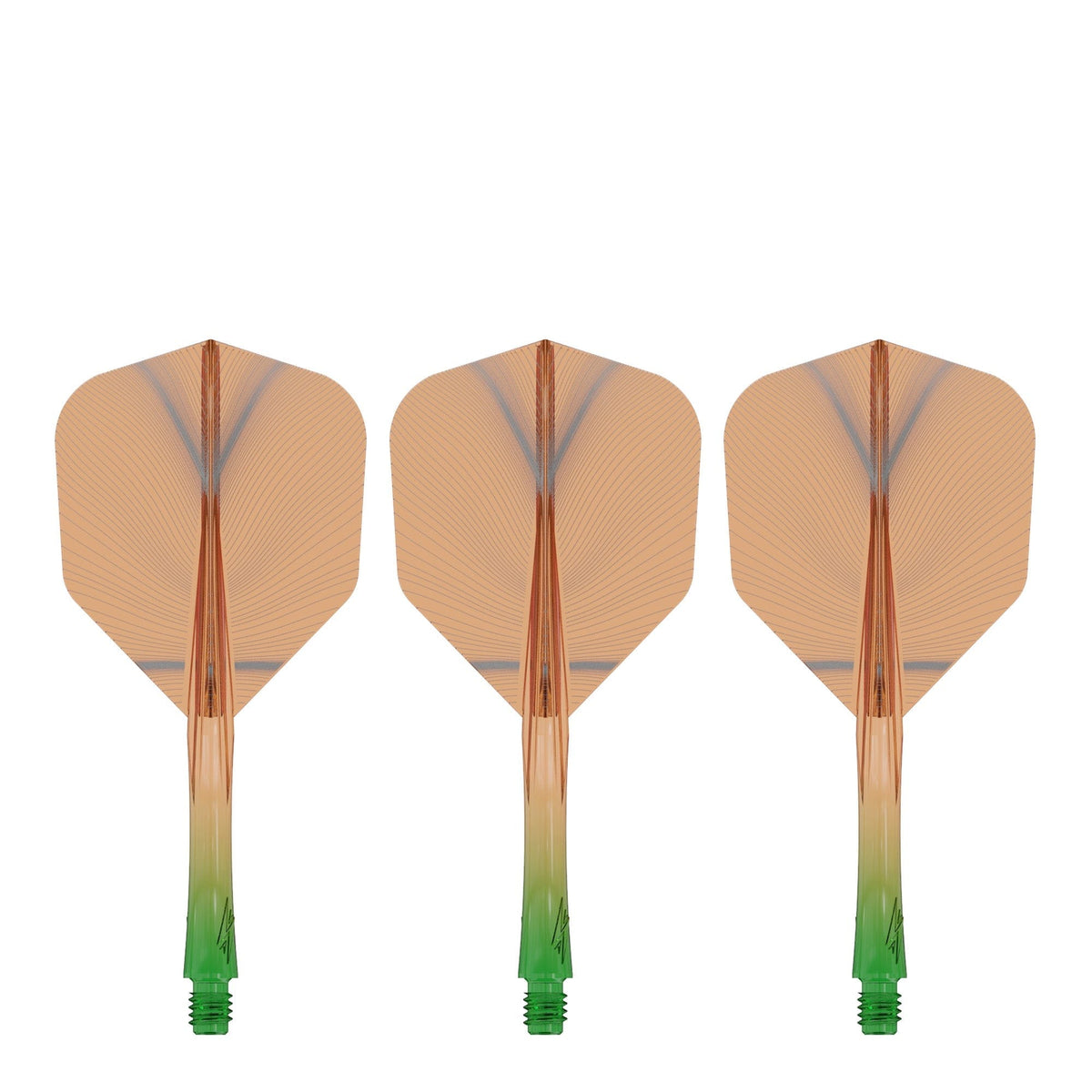 Caliburn SUP Flights - Moulded Shaft and Flight -  Standard No6 - Feather - Green & Orange