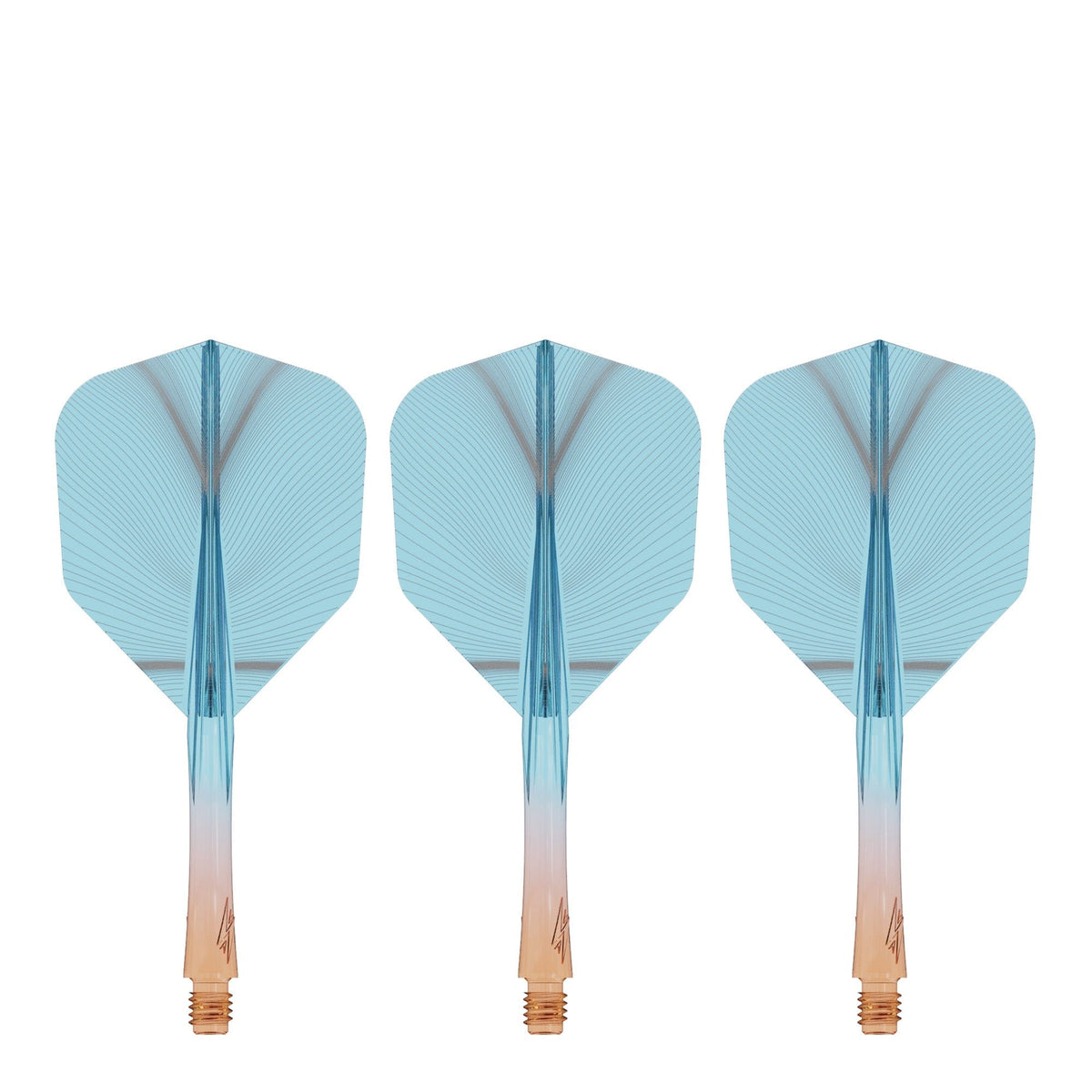 Caliburn SUP Flights - Moulded Shaft and Flight -  Standard No6 - Feather - Orange & Blue