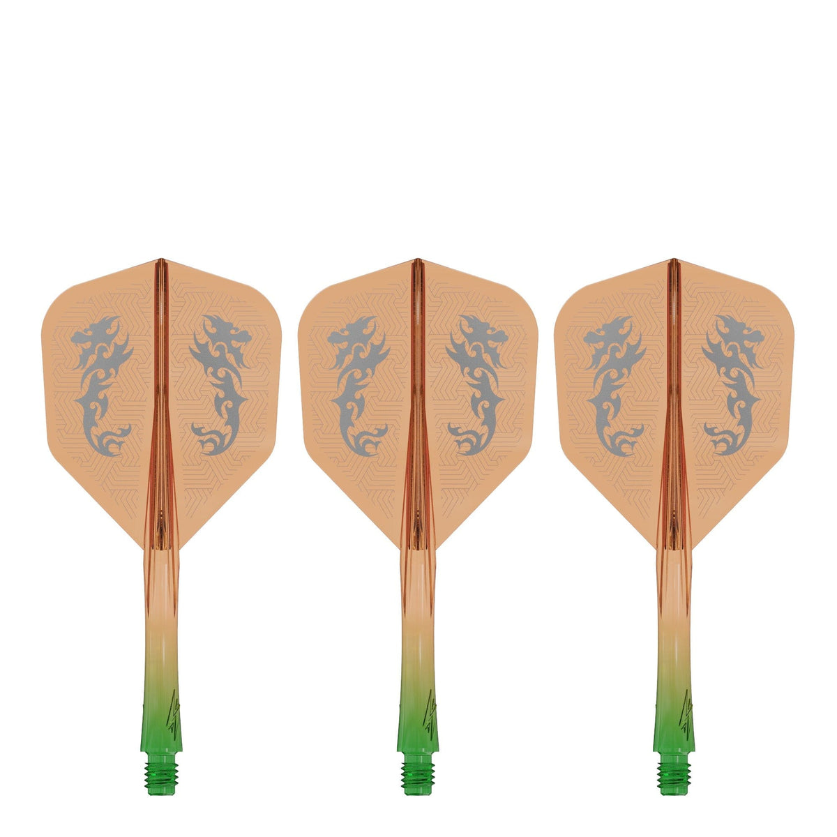 Caliburn SUP Flights - Moulded Shaft and Flight -  Standard No6 - Dragon - Green & Orange