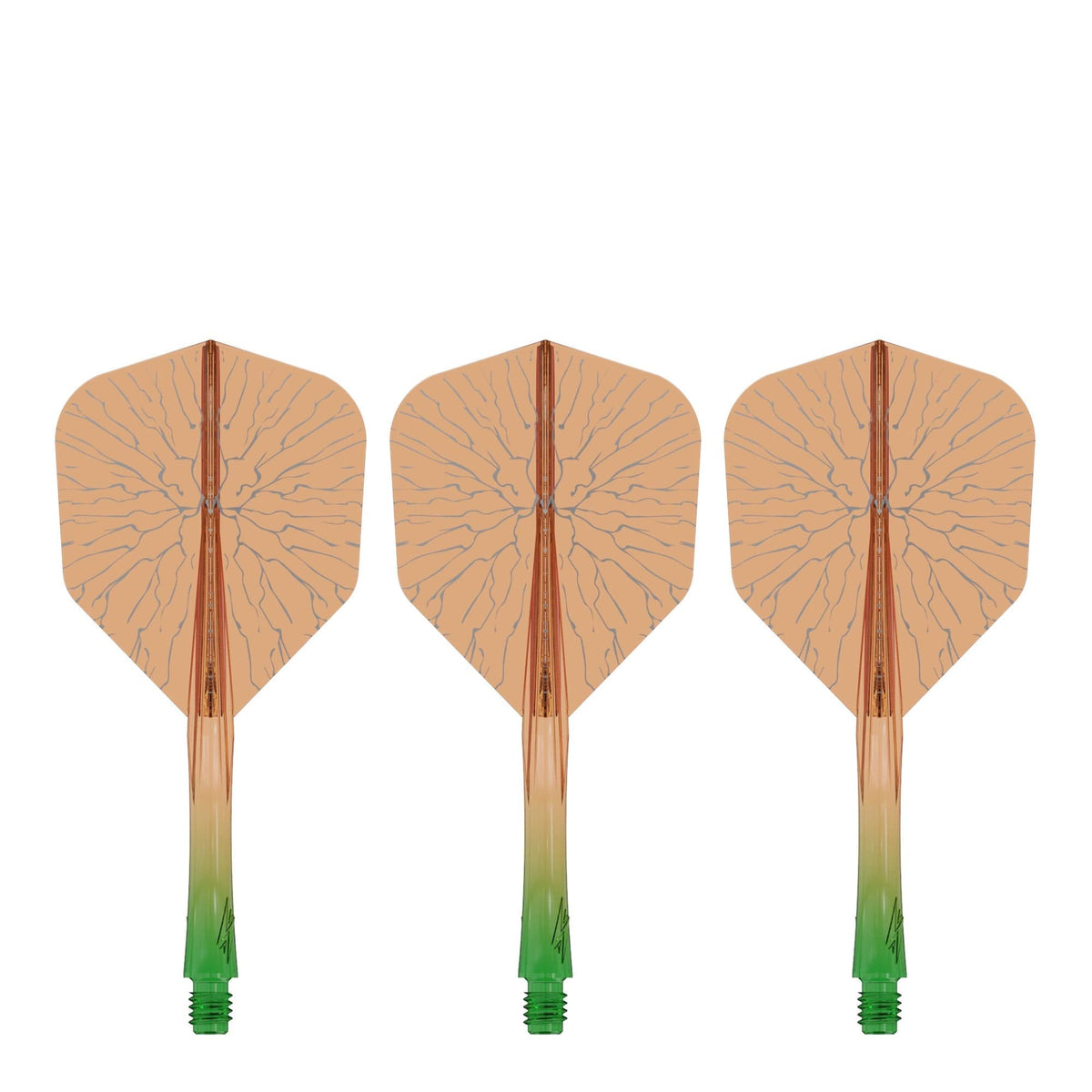 Caliburn SUP Flights - Moulded Shaft and Flight -  Standard No6 - Crack - Green & Orange