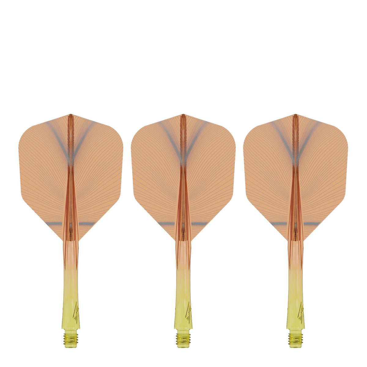 Caliburn SUP Flights - Moulded Shaft and Flight -  Standard No6 - Feather - Yellow & Orange
