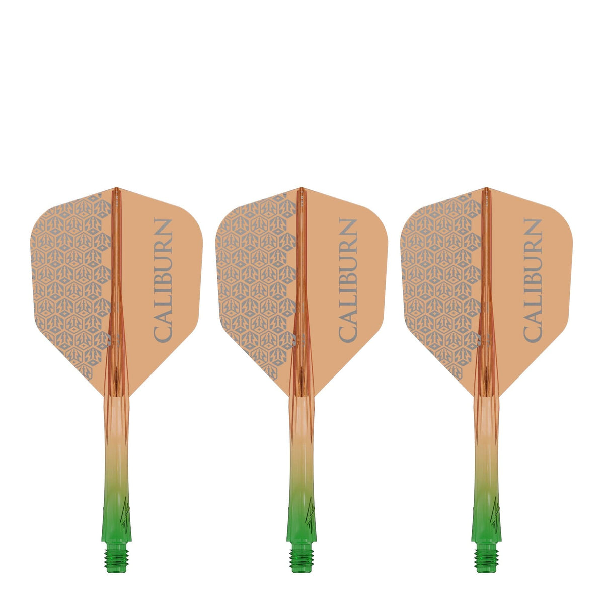 Caliburn SUP Flights - Moulded Shaft and Flight -  Standard No6 - Logo - Green & Orange