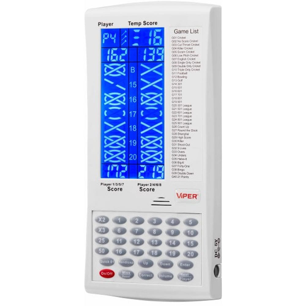 Viper ProScore Touchpad Scorer - 40 Games - Electronic Darts Scoring - White