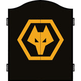 Wolverhampton Wanderers FC Dartboard Cabinet - Official Licensed - C1 - Wolves - Black - Yellow Crest