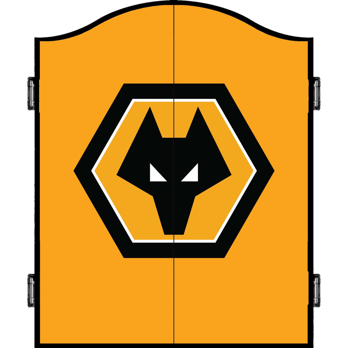 Wolverhampton Wanderers FC Dartboard Cabinet - Official Licensed - C4 - Wolves - Black - Crest