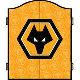Wolverhampton Wanderers FC Dartboard Cabinet - Official Licensed - C2 - Wolves - Black - Repeat Crest