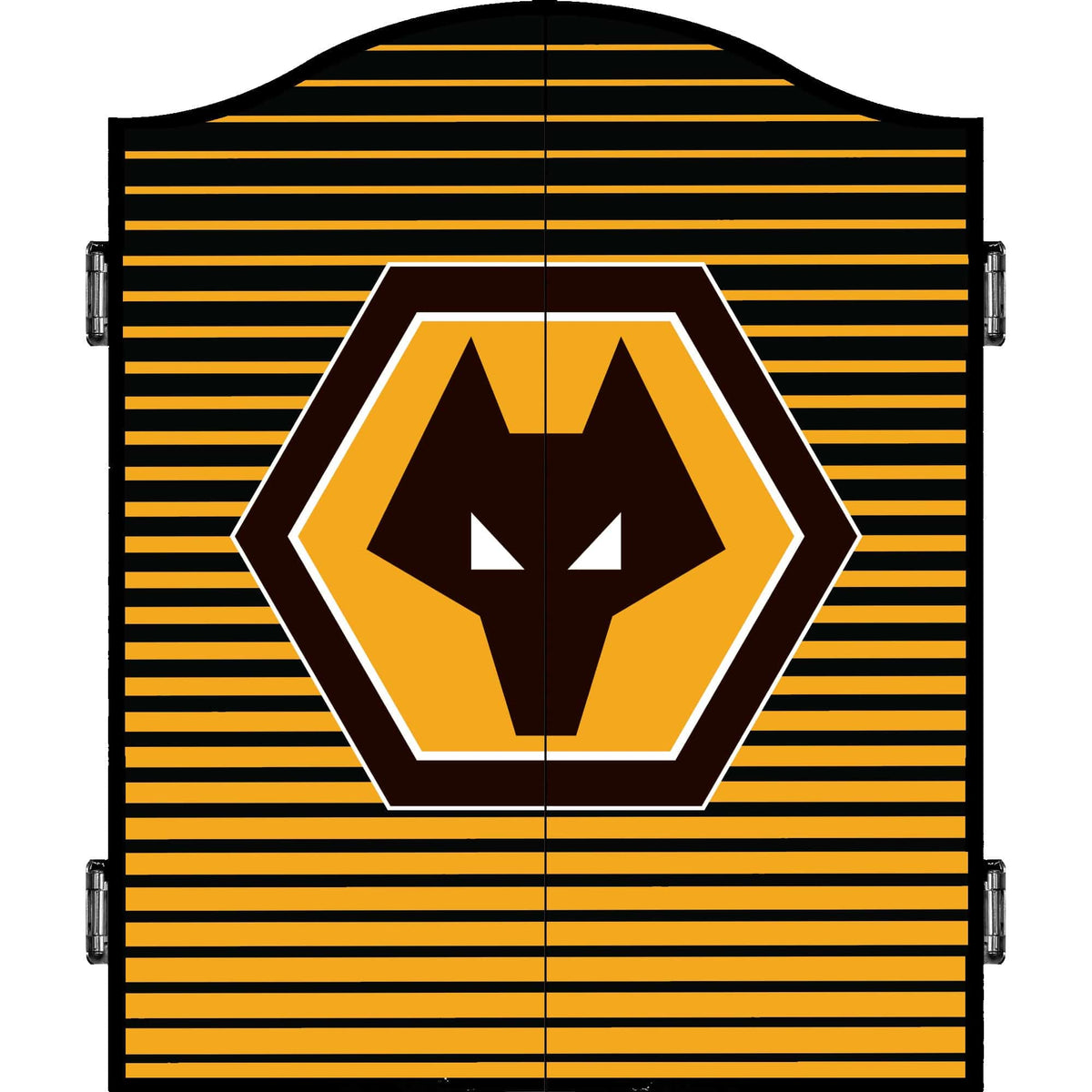 Wolverhampton Wanderers FC Dartboard Cabinet - Official Licensed - C3 - Wolves - Black - Stripe