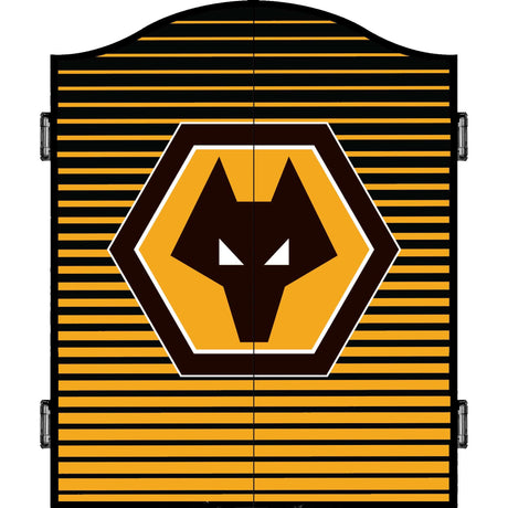 Wolverhampton Wanderers FC Dartboard Cabinet - Official Licensed - C3 - Wolves - Black - Stripe