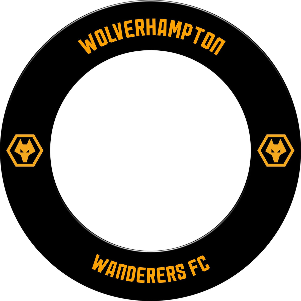 Wolverhampton Wanderers FC Dartboard Surround - Official Licensed - Wolves - S1 - Black - Yellow Crest