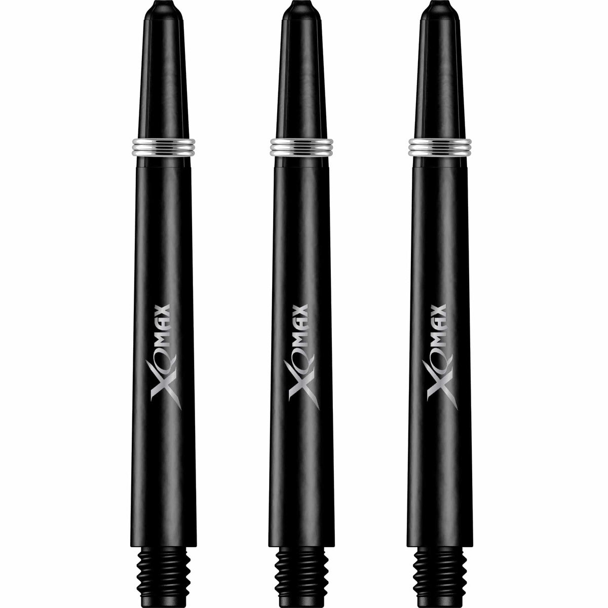 XQMax Polycarbonate Dart Shafts - Solid Colour with Logo - includes Springs - Black Medium