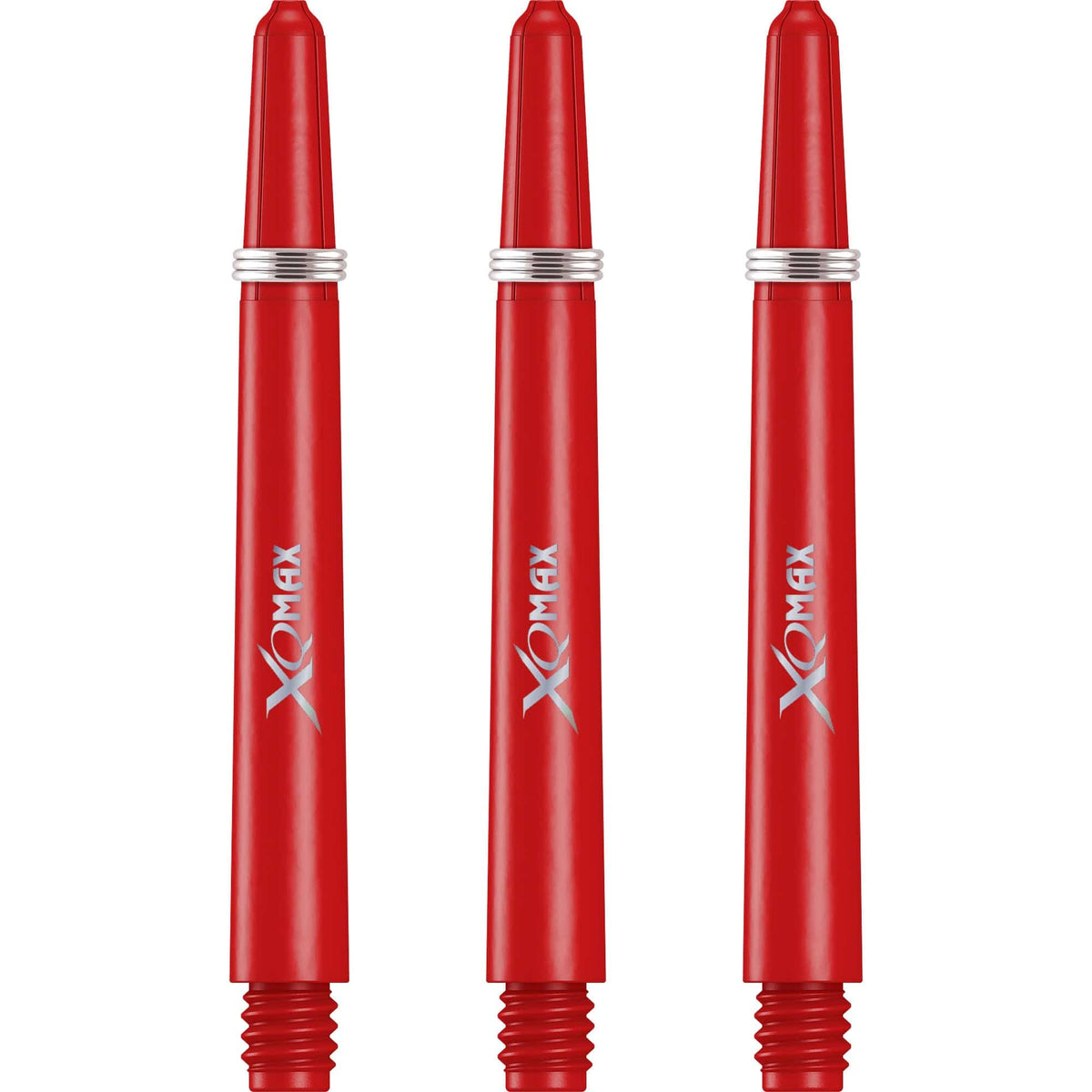 XQMax Polycarbonate Dart Shafts - Solid Colour with Logo - includes Springs - Red Medium