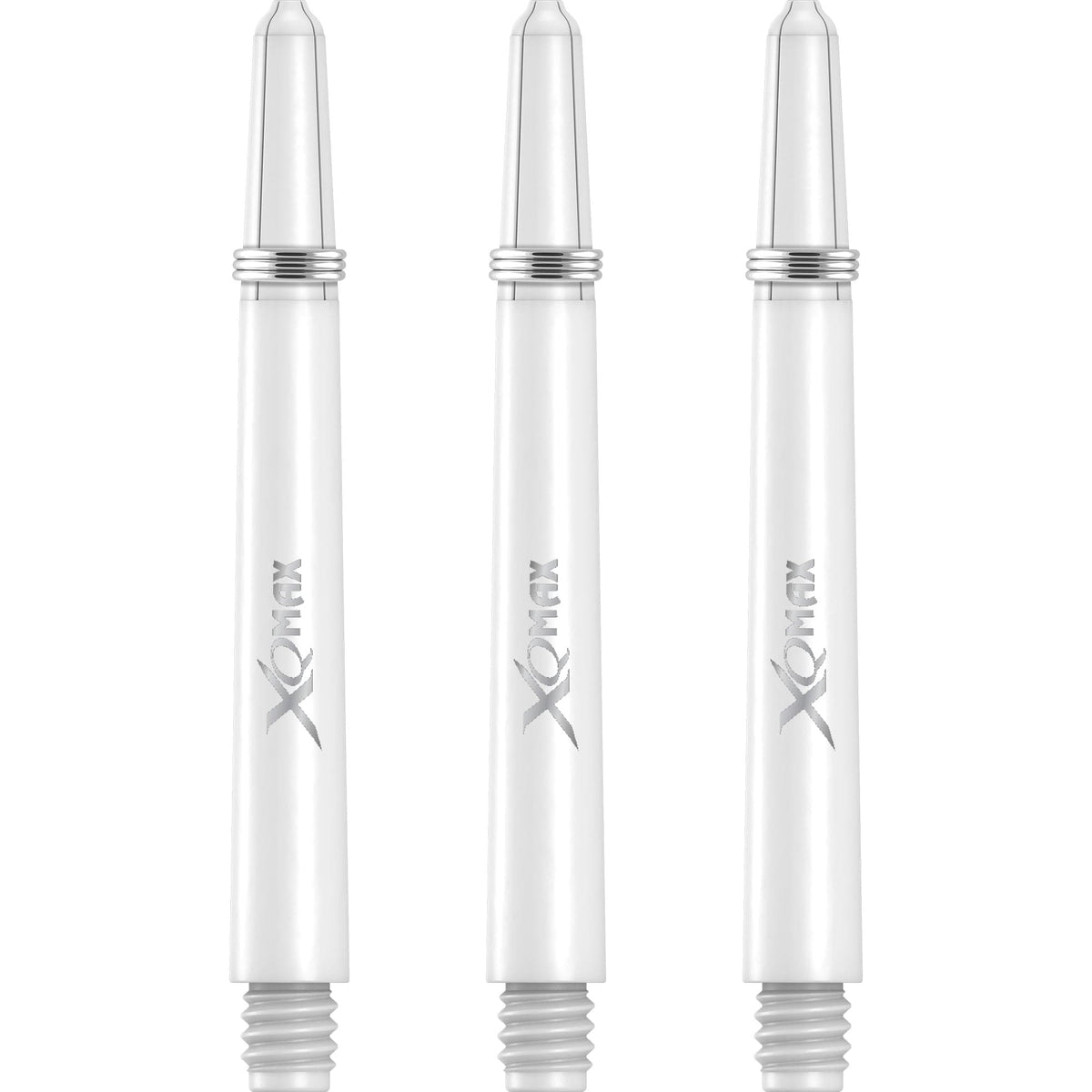 XQMax Polycarbonate Dart Shafts - Solid Colour with Logo - includes Springs - White Medium